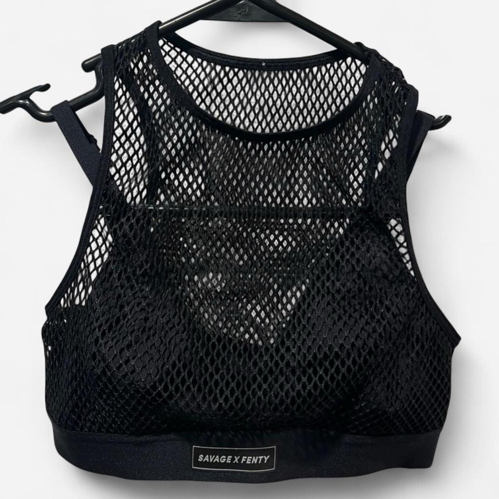 Savage X Fenty Black Mesh Sports Bra